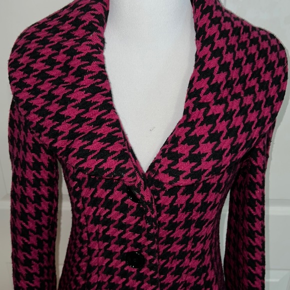 Vintage Y2K Pink Houndstooth Coat - Picture 2 of 6